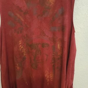 Haute Apparel Native American Headdress Skull | Hippie Vest Fringe| size Large